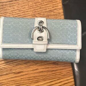 Blue and white coach wallet